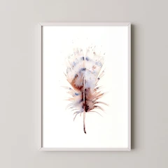 Image of a feather watercolor painting by Shayna Larsen, originals & prints available