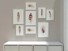 Image of a feather watercolor painting by Shayna Larsen, originals & prints available