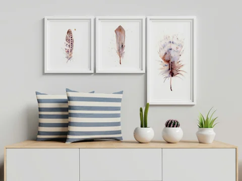 Image of a feather watercolor painting by Shayna Larsen, originals & prints available