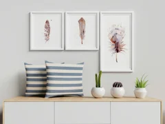 Image of a feather watercolor painting by Shayna Larsen, originals & prints available