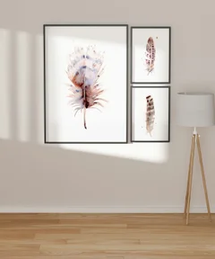 Image of a feather watercolor painting by Shayna Larsen, originals & prints available