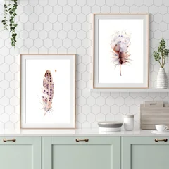 Image of a feather watercolor painting by Shayna Larsen, originals & prints available