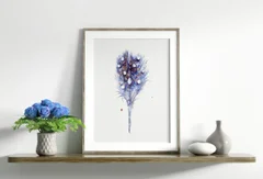 Image of a feather watercolor painting by Shayna Larsen, originals & prints available