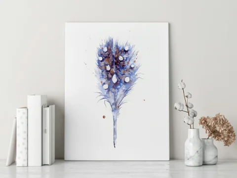 Image of a feather watercolor painting by Shayna Larsen, originals & prints available