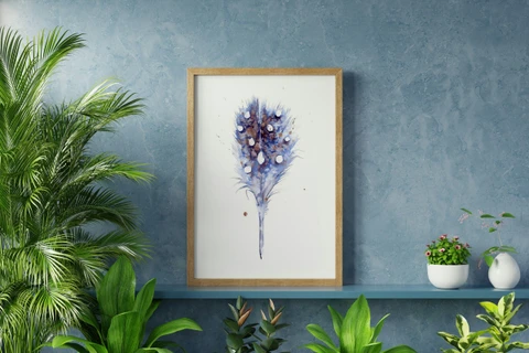 Image of a feather watercolor painting by Shayna Larsen, originals & prints available