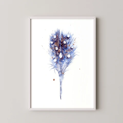 Image of a feather watercolor painting by Shayna Larsen, originals & prints available