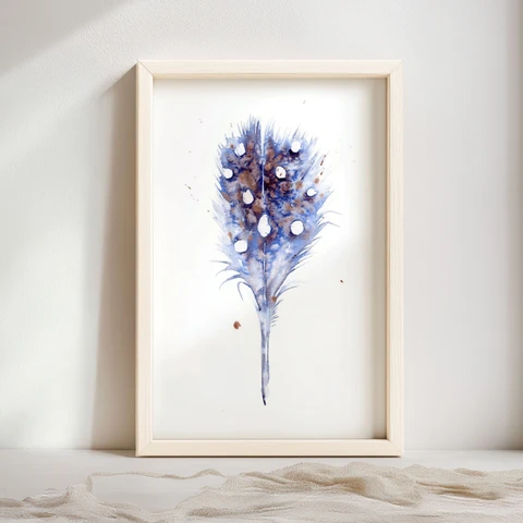 Image of a feather watercolor painting by Shayna Larsen, originals & prints available