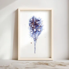 Image of a feather watercolor painting by Shayna Larsen, originals & prints available