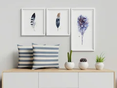 Image of a feather watercolor painting by Shayna Larsen, originals & prints available