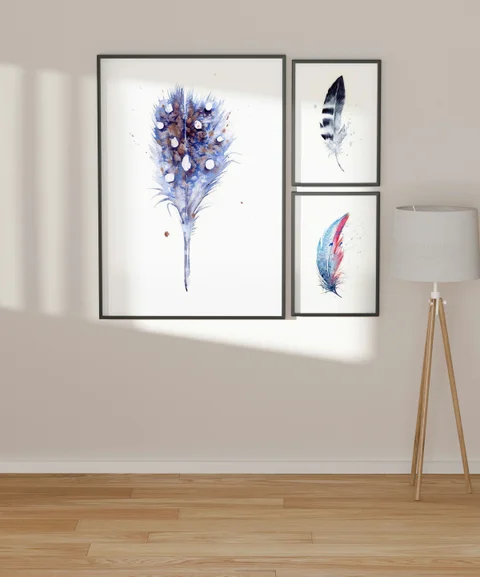 Image of a feather watercolor painting by Shayna Larsen, originals & prints available