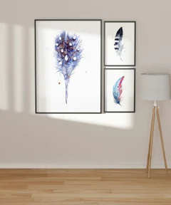 Image of a feather watercolor painting by Shayna Larsen, originals & prints available