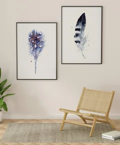 Image of a feather watercolor painting by Shayna Larsen, originals & prints available