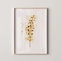 Image of a feather watercolor painting by Shayna Larsen, originals & prints available