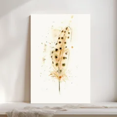 Image of a feather watercolor painting by Shayna Larsen, originals & prints available