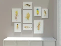 Image of a feather watercolor painting by Shayna Larsen, originals & prints available