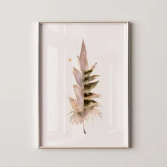 Image of a feather watercolor painting by Shayna Larsen, originals & prints available