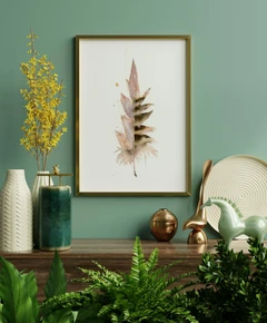 Image of a feather watercolor painting by Shayna Larsen, originals & prints available