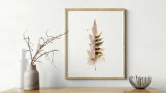 Image of a feather watercolor painting by Shayna Larsen, originals & prints available