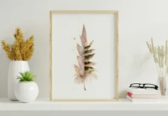 Image of a feather watercolor painting by Shayna Larsen, originals & prints available