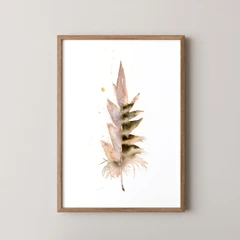 Image of a feather watercolor painting by Shayna Larsen, originals & prints available