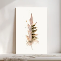 Image of a feather watercolor painting by Shayna Larsen, originals & prints available