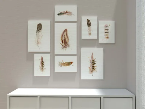 Image of a feather watercolor painting by Shayna Larsen, originals & prints available