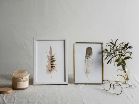 Image of a feather watercolor painting by Shayna Larsen, originals & prints available
