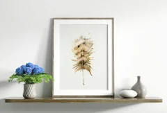 Image of a feather watercolor painting by Shayna Larsen, originals & prints available