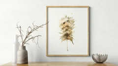 Image of a feather watercolor painting by Shayna Larsen, originals & prints available