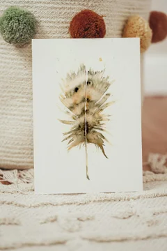 Image of a feather watercolor painting by Shayna Larsen, originals & prints available