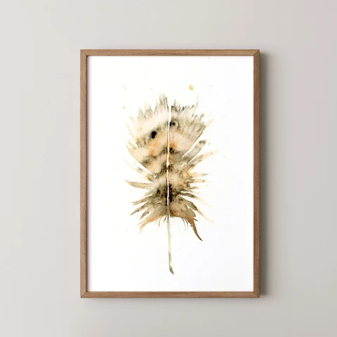 Image of a feather watercolor painting by Shayna Larsen, originals & prints available