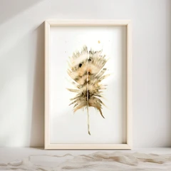 Image of a feather watercolor painting by Shayna Larsen, originals & prints available