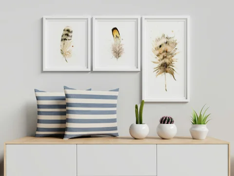 Image of a feather watercolor painting by Shayna Larsen, originals & prints available