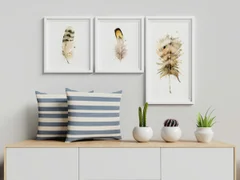 Image of a feather watercolor painting by Shayna Larsen, originals & prints available