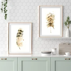 Image of a feather watercolor painting by Shayna Larsen, originals & prints available