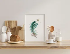 Image of a feather watercolor painting by Shayna Larsen, originals & prints available