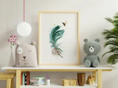 Image of a feather watercolor painting by Shayna Larsen, originals & prints available