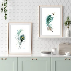 Image of a feather watercolor painting by Shayna Larsen, originals & prints available