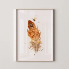 Image of a feather watercolor painting by Shayna Larsen, originals & prints available