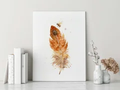 Image of a feather watercolor painting by Shayna Larsen, originals & prints available