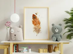 Image of a feather watercolor painting by Shayna Larsen, originals & prints available