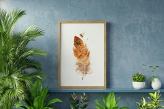 Image of a feather watercolor painting by Shayna Larsen, originals & prints available