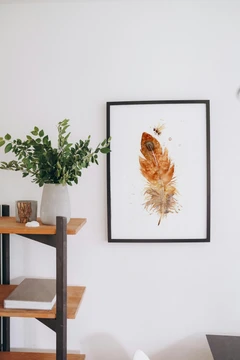Image of a feather watercolor painting by Shayna Larsen, originals & prints available