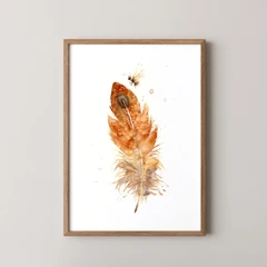 Image of a feather watercolor painting by Shayna Larsen, originals & prints available
