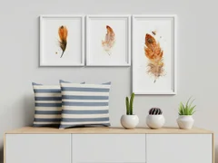 Image of a feather watercolor painting by Shayna Larsen, originals & prints available