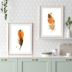 Image of a feather watercolor painting by Shayna Larsen, originals & prints available