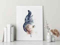 Image of a feather watercolor painting by Shayna Larsen, originals & prints available