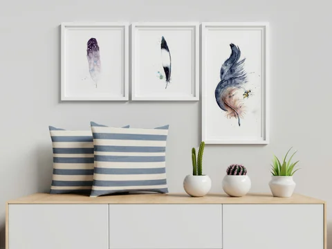 Image of a feather watercolor painting by Shayna Larsen, originals & prints available