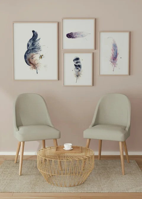 Image of a feather watercolor painting by Shayna Larsen, originals & prints available