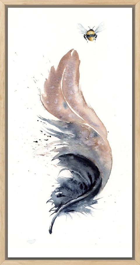 Image of a feather watercolor painting by Shayna Larsen, originals & prints available